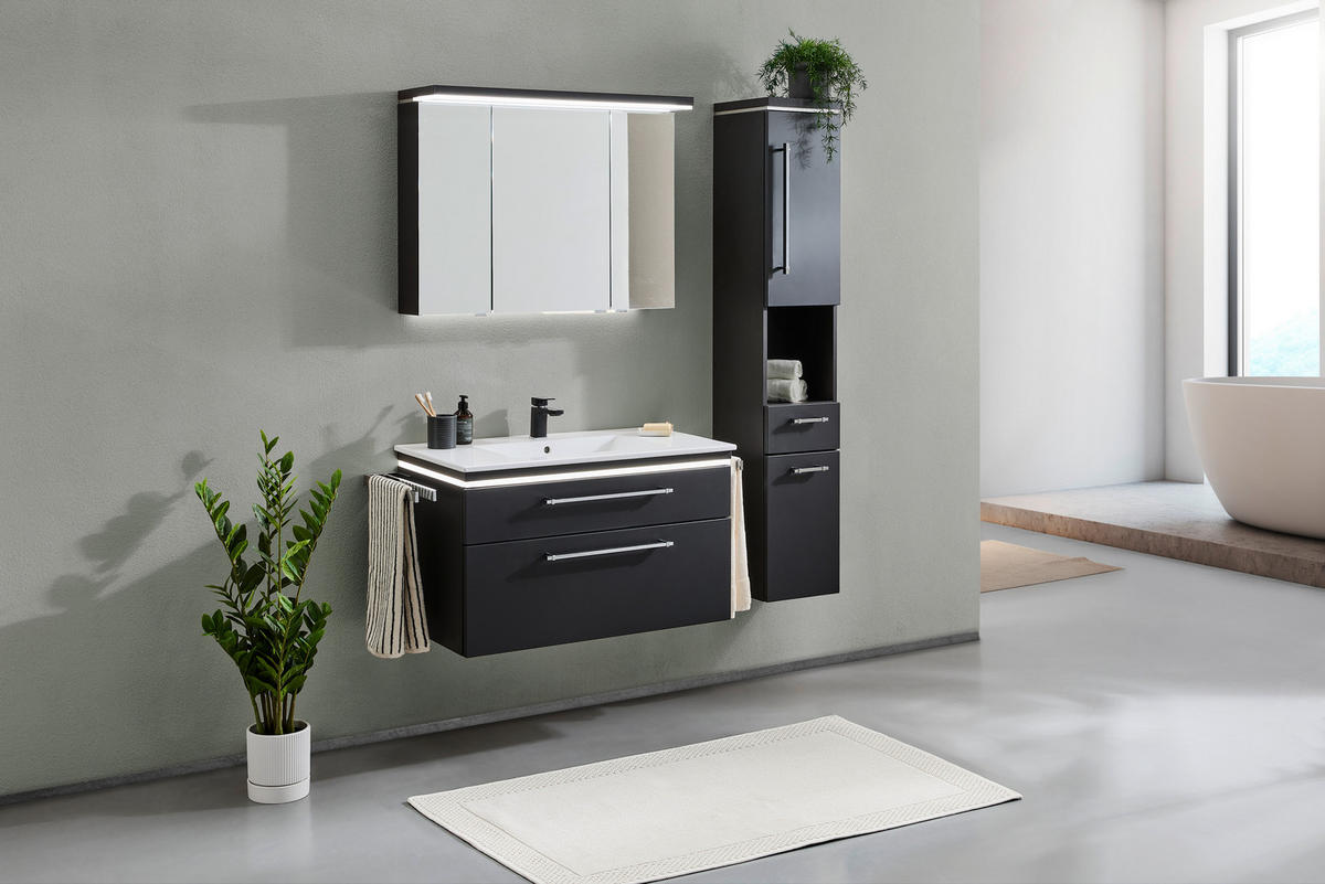 HOCHSCHRANK 30/164/30 cm  - Chromfarben/Grau, KONVENTIONELL, Glas/Holzwerkstoff (30/164/30cm) - Novel