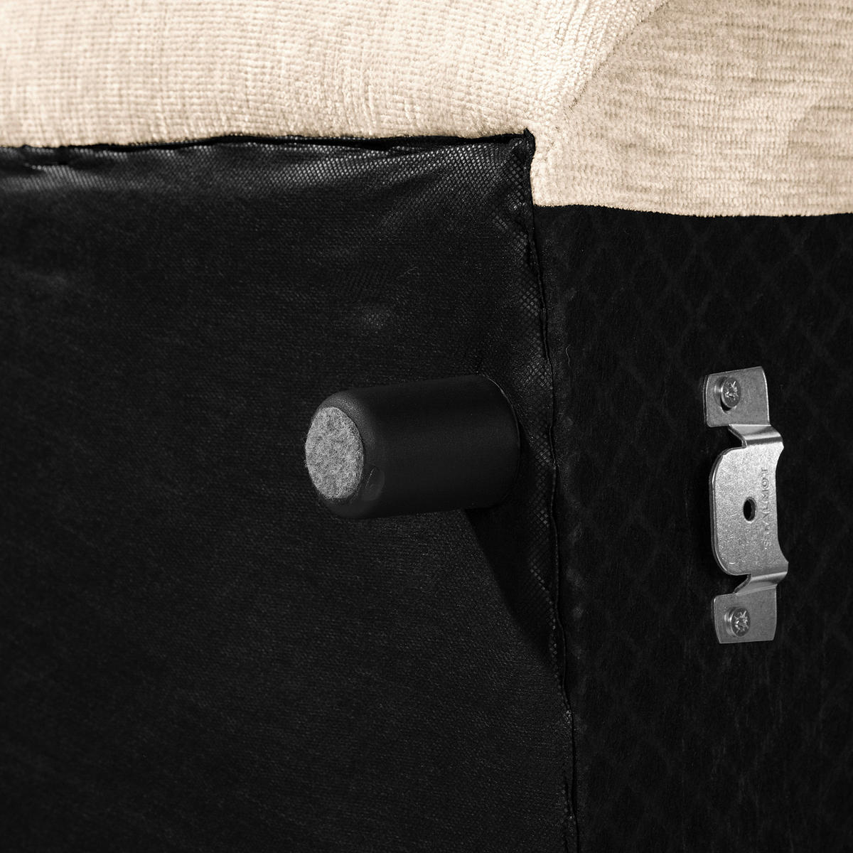 ECKSOFA in Chenille Creme  - Creme/Schwarz, Modern, Kunststoff/Textil (269/184cm) - Trendmanufaktur