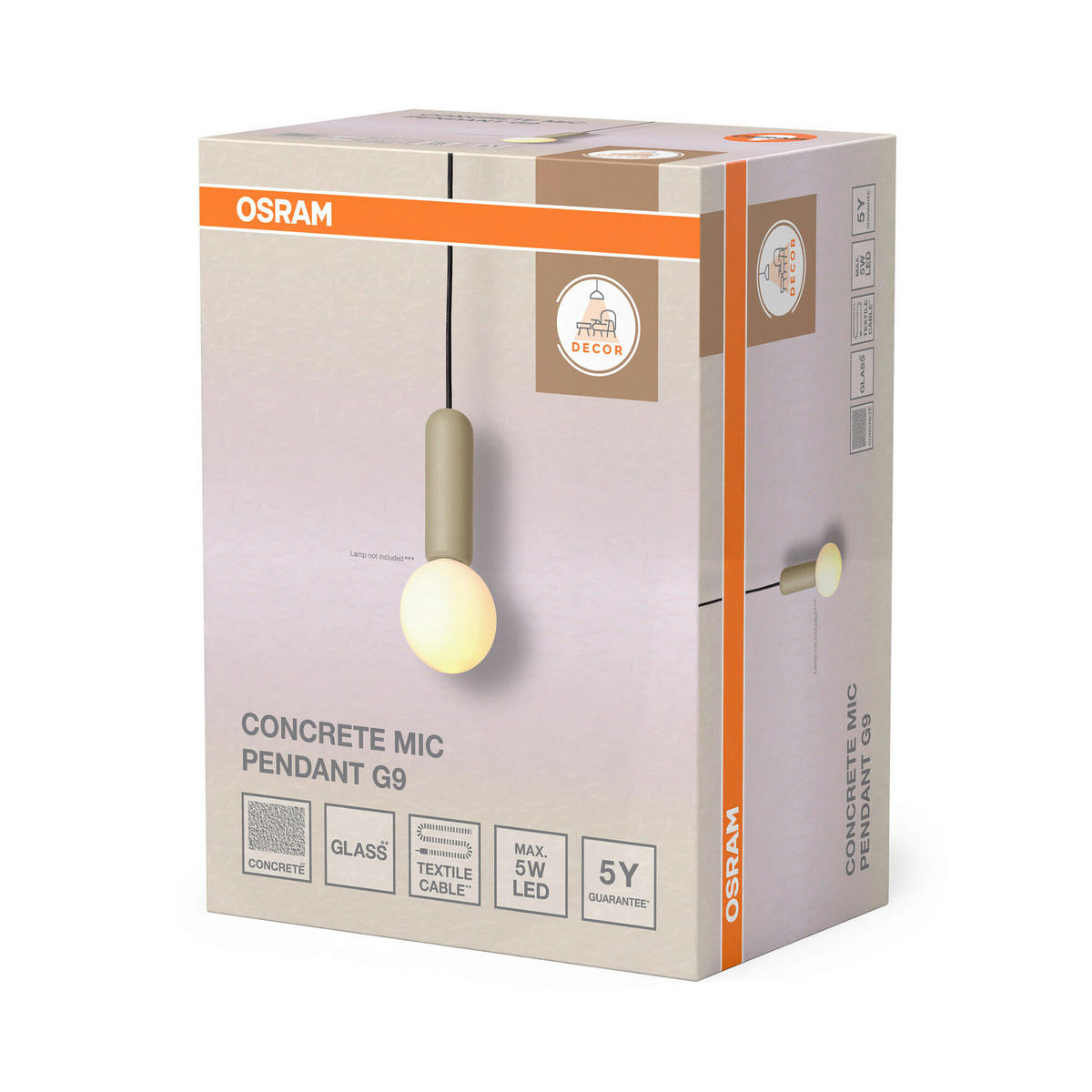 HÄNGELEUCHTE 10/120 cm  - Beige, Basics, Stein (10/120cm) - Osram