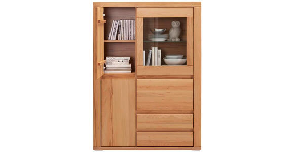 HIGHBOARD 99/140/38 cm  - Kernbuche/Grau, KONVENTIONELL, Glas/Holz (99/140/38cm) - Voleo