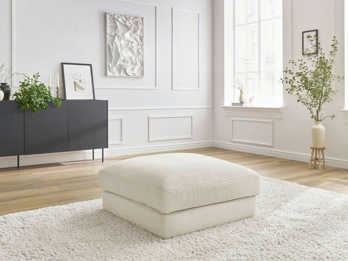 HOCKER LEONARD Cord Beige  - Beige/Schwarz, MODERN, Kunststoff/Textil (86/43/86cm)