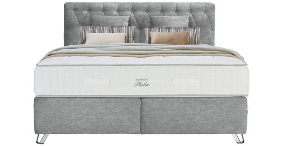 BOXSPRINGBETT 180/200 cm  in Grau  - Silberfarben/Grau, KONVENTIONELL, Textil/Metall (180/200cm) - Ambiente