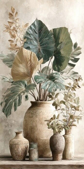 Euroart Leinwandbild Still Life With Leaves I Mehrfarbig 20x40 cm