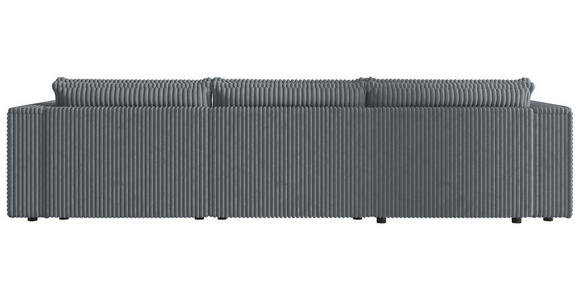 ECKSOFA Grau Cord Zierkissen, Rückenkissen, Schlaffunktion, Rücken echt  - Schwarz/Grau, MODERN, Kunststoff/Textil (350/168cm) - Xora