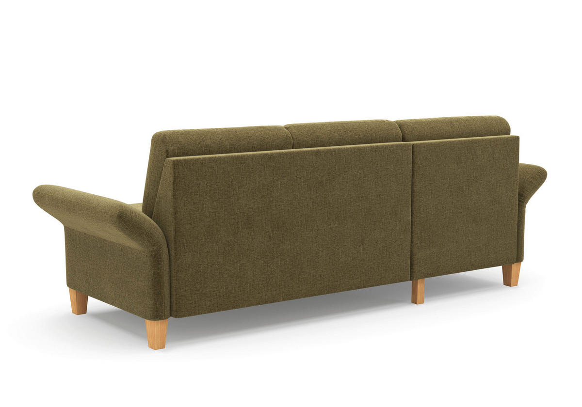 ECKSOFA ROCHELLE E Olivgrün Flachgewebe  - Eichefarben/Olivgrün, KONVENTIONELL, Holz/Textil (164/251cm) - Sit & More