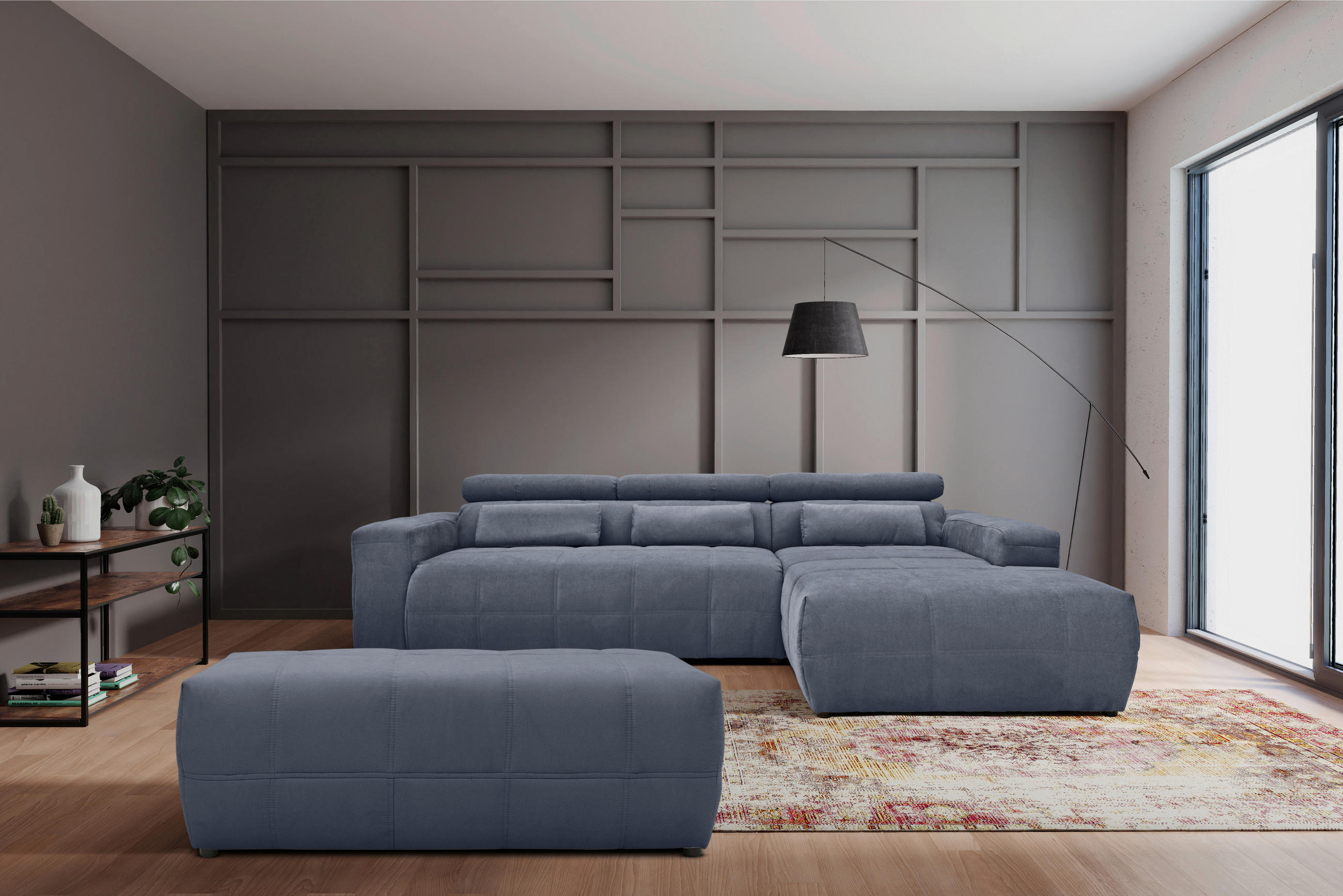 HOCKER Mikrofaser Dunkelgrau - Dunkelgrau/Schwarz, Design, Kunststoff/Textil (150/60/40cm) - MID.YOU