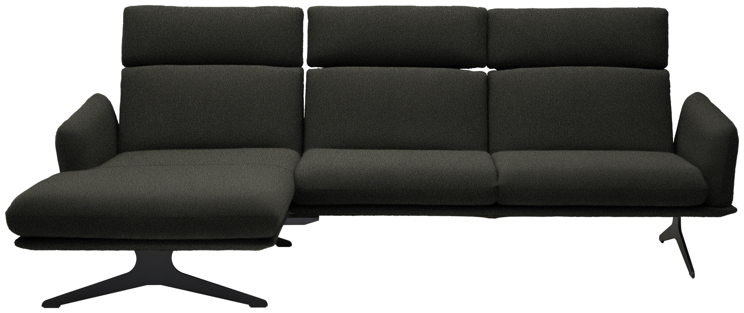 ECKSOFA in Flachgewebe Schwarz  - Schwarz, Design, Textil/Metall (152/259cm) - Dieter Knoll