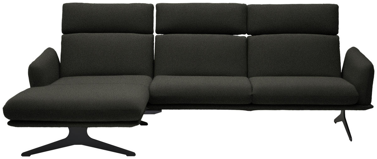 ECKSOFA in Flachgewebe Schwarz  - Schwarz, Design, Textil/Metall (152/259cm) - Dieter Knoll
