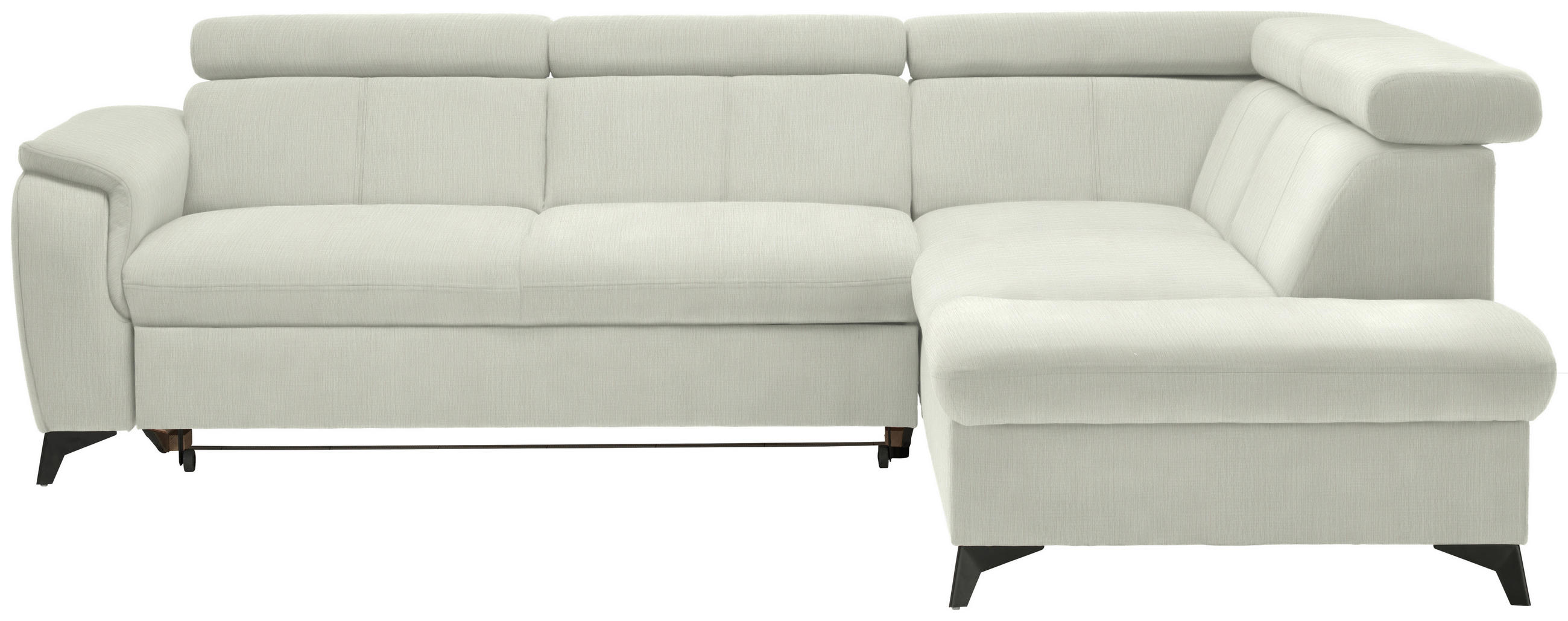 ECKSOFA in Flachgewebe Weiß  - Schwarz/Weiß, Design, Textil/Metall (260/203cm) - Stylife