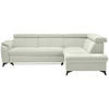 ECKSOFA in Flachgewebe Weiss  - Weiss/Schwarz, Design, Textil/Metall (260/203cm) - Stylife