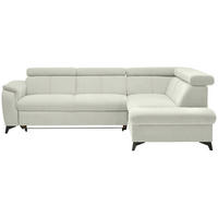 ECKSOFA in Flachgewebe Weiss  - Weiss/Schwarz, Design, Textil/Metall (260/203cm) - Stylife