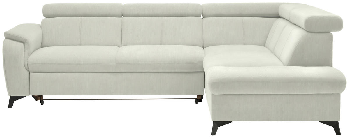 ECKSOFA in Flachgewebe Weiss  - Weiss/Schwarz, Design, Textil/Metall (260/203cm) - Stylife