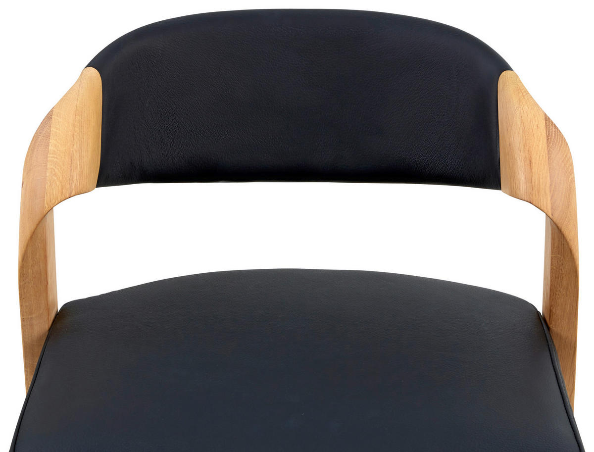 TRESENSTUHL in Schwarz, Eichefarben  - Eichefarben/Schwarz, Natur, Leder/Holz (51/93/49cm) - Voglauer