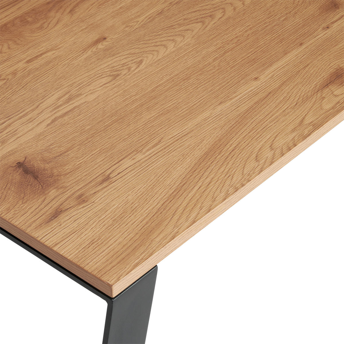 PISALNA MIZA kovina, leseni material črna, barve hrasta  - črna/barve hrasta, Moderno, kovina/leseni material (150/80/80cm) - MID.YOU