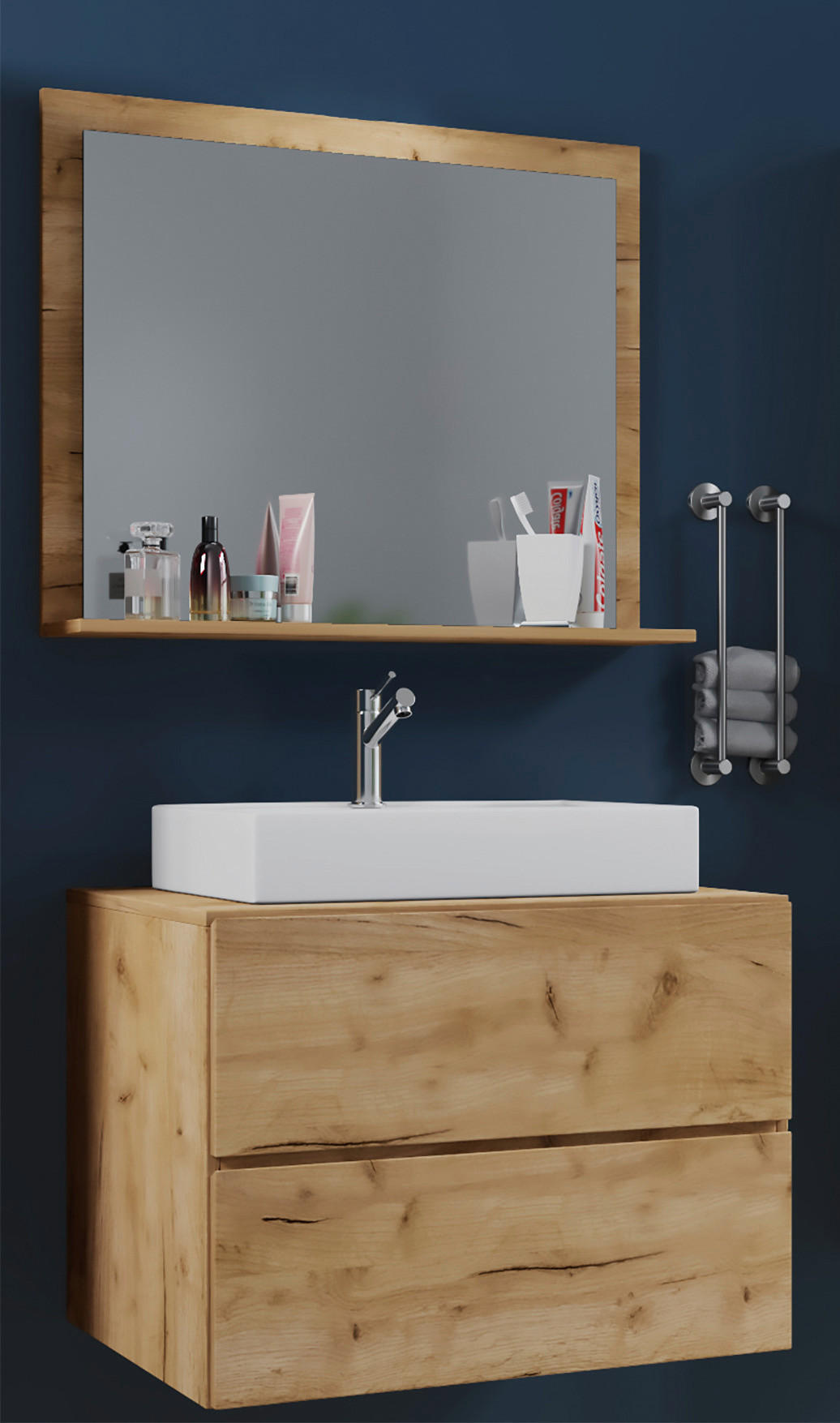 BADEZIMMER 3-teilig  in 80 cm  - Honigeiche/Weiß, MODERN, Keramik/Holzwerkstoff (80cm) - MID.YOU