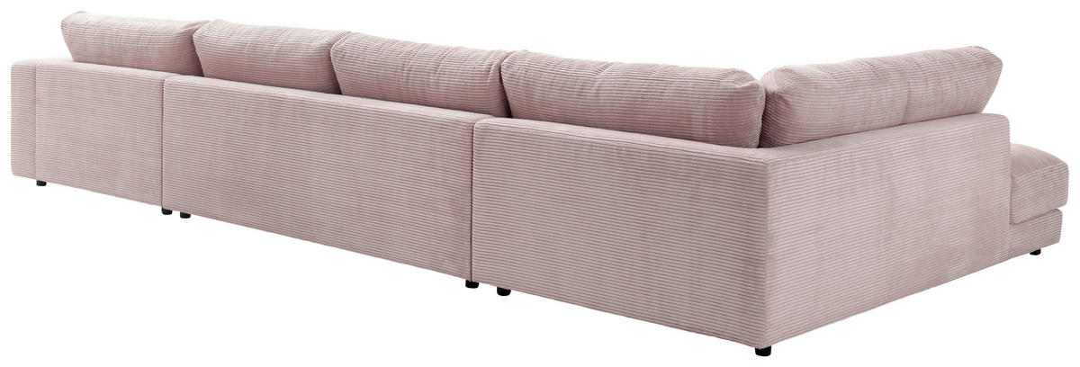 WOHNLANDSCHAFT Rosa Cord  - Schwarz/Rosa, Design, Kunststoff/Textil (224/425/190cm) - Hom`in