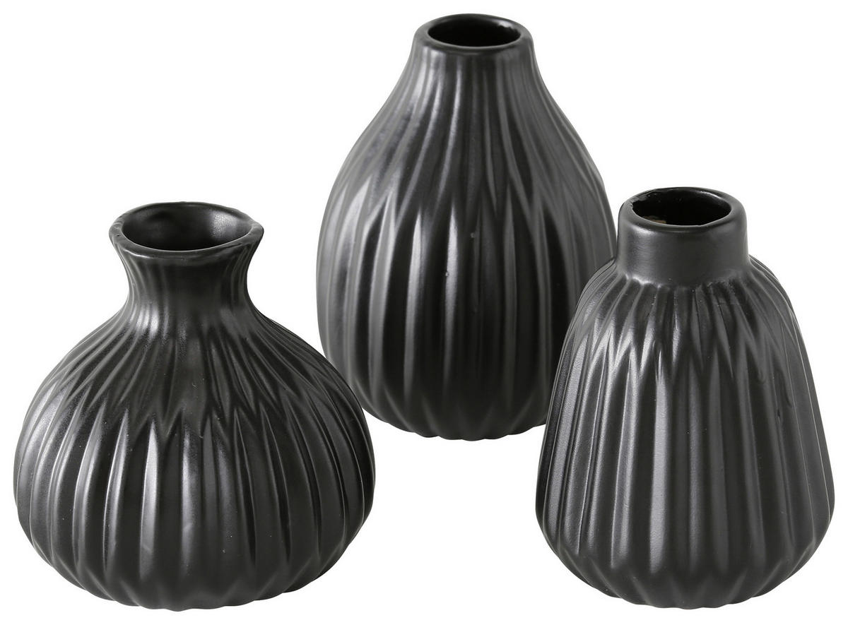 VASE 12 cm  - Schwarz, Design, Keramik (9/12cm)