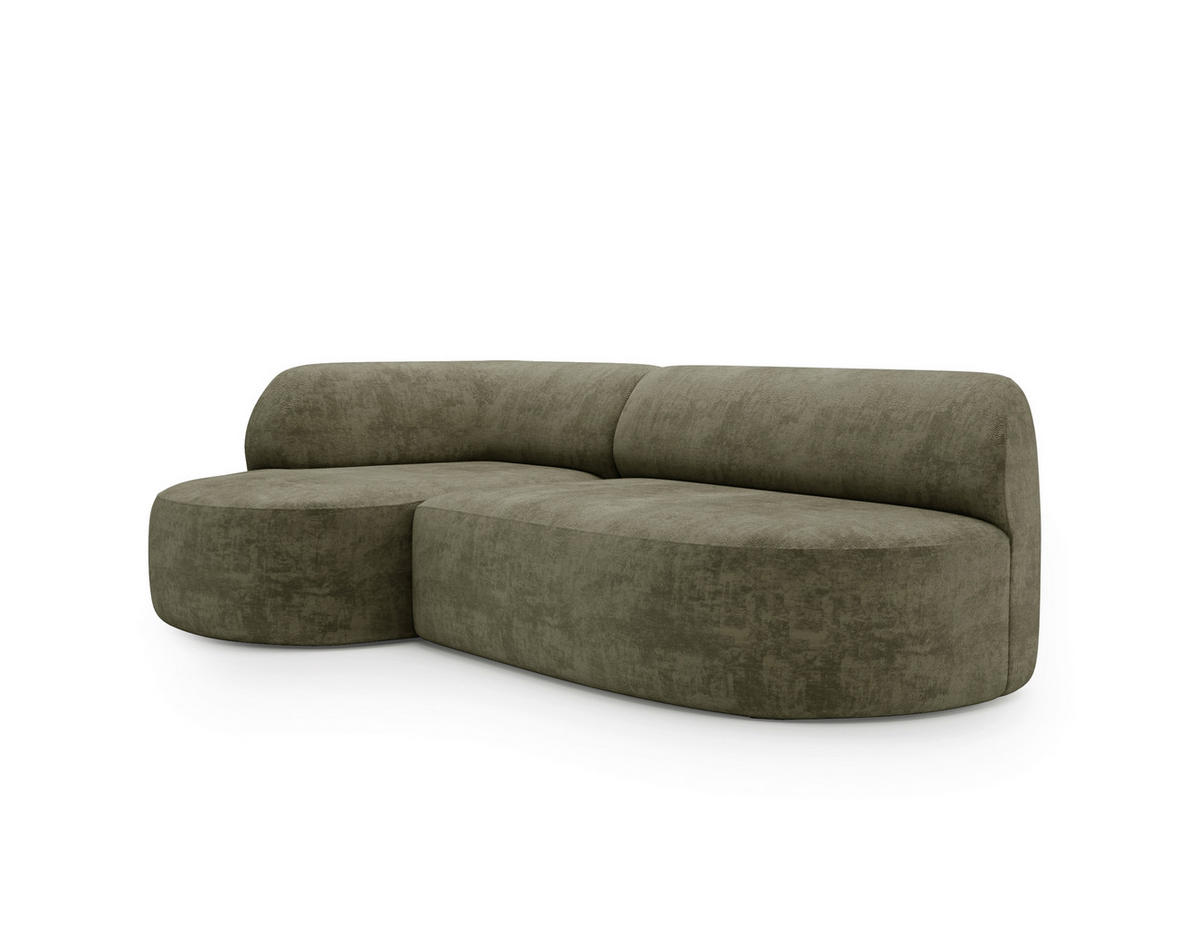 ECKSOFA Chenille Grün  - Schwarz/Grün, Design, Kunststoff/Textil (156/218cm) - Livetastic