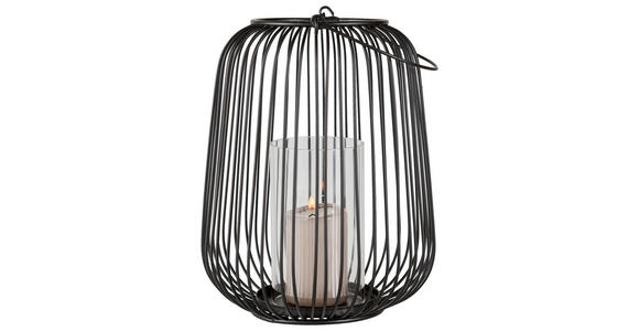 LATERNE - Klar/Schwarz, LIFESTYLE, Glas/Metall (16,5/22cm) - Ambia Home