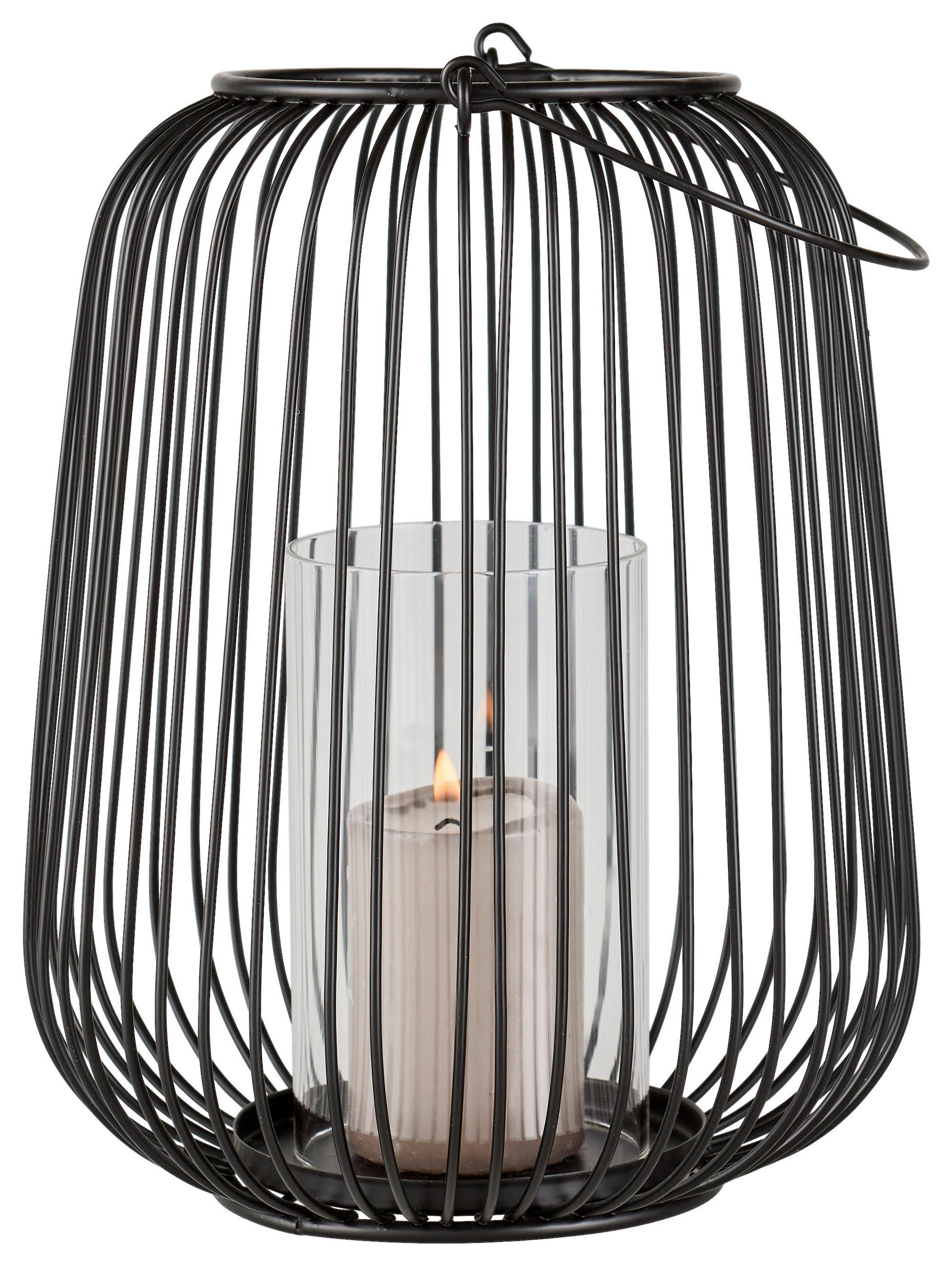 Ambia Home Laterne Klar, Schwarz 22 cm