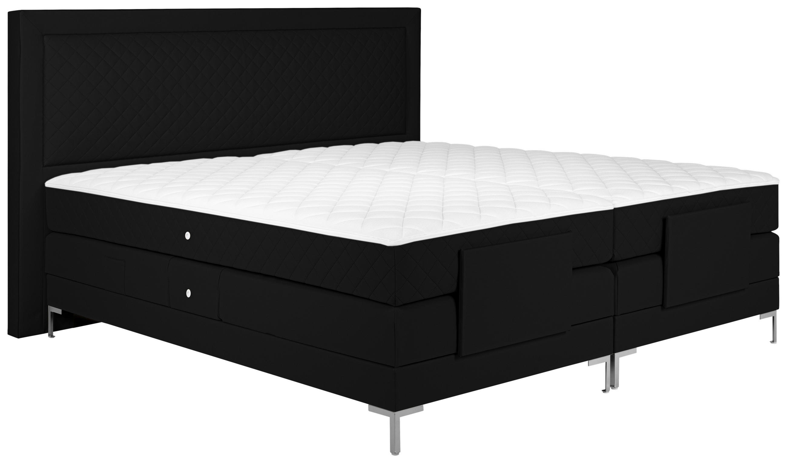 BOXSPRINGBETT 180/200 cm  in Schwarz  - Alufarben/Schwarz, Design, Textil/Metall (180/200cm) - Welnova