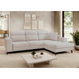 ECKSOFA Beige Chenille Zierkissen, Bettkasten, Schlaffunktion, Rücken echt, Kopfteilverstellung, Liegefläche im Originalstoff  - Beige/Schwarz, KONVENTIONELL, Textil/Metall (266/185cm) - Carryhome