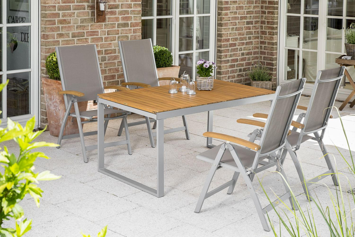 Gartengarnitur 5-tlg. Naxos Alu/holz/textil