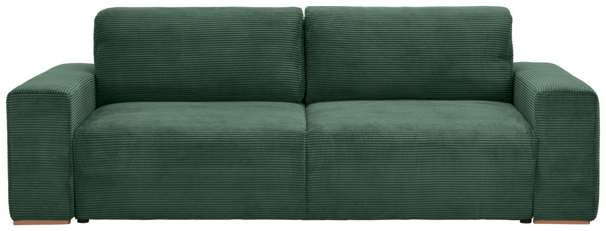 SCHLAFSOFA in Cord Grün  - Buchefarben/Schwarz, Konventionell, Holz/Kunststoff (255/86/123cm) - Livetastic