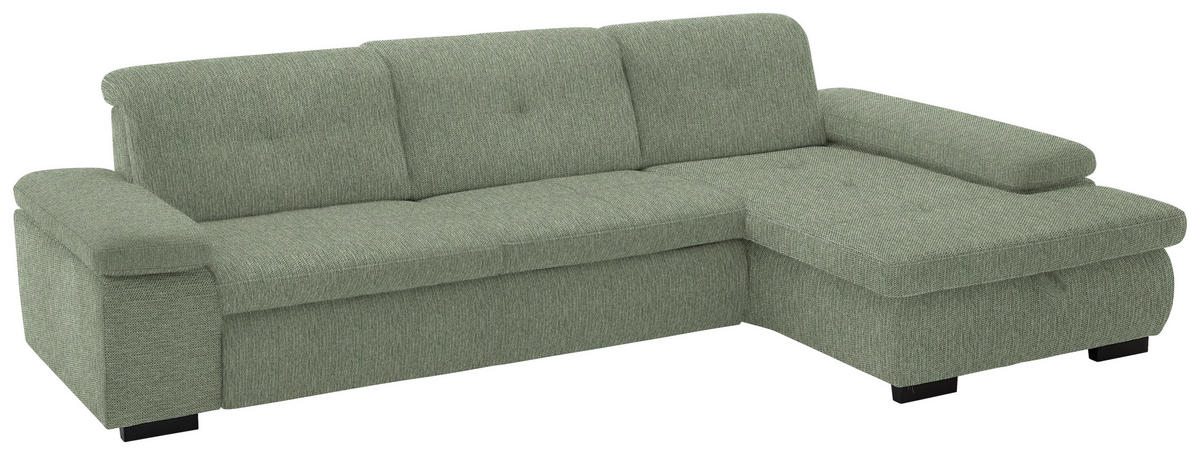 ECKSOFA in Flachgewebe Grün  - Schwarz/Grün, Design, Textil/Metall (297/174cm) - Beldomo Style