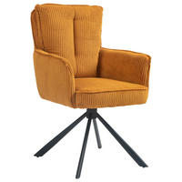 ARMLEHNSTUHL  in Eisen Cord  - Currygelb/Schwarz, Design, Textil/Metall (62/95/67cm) - Novel