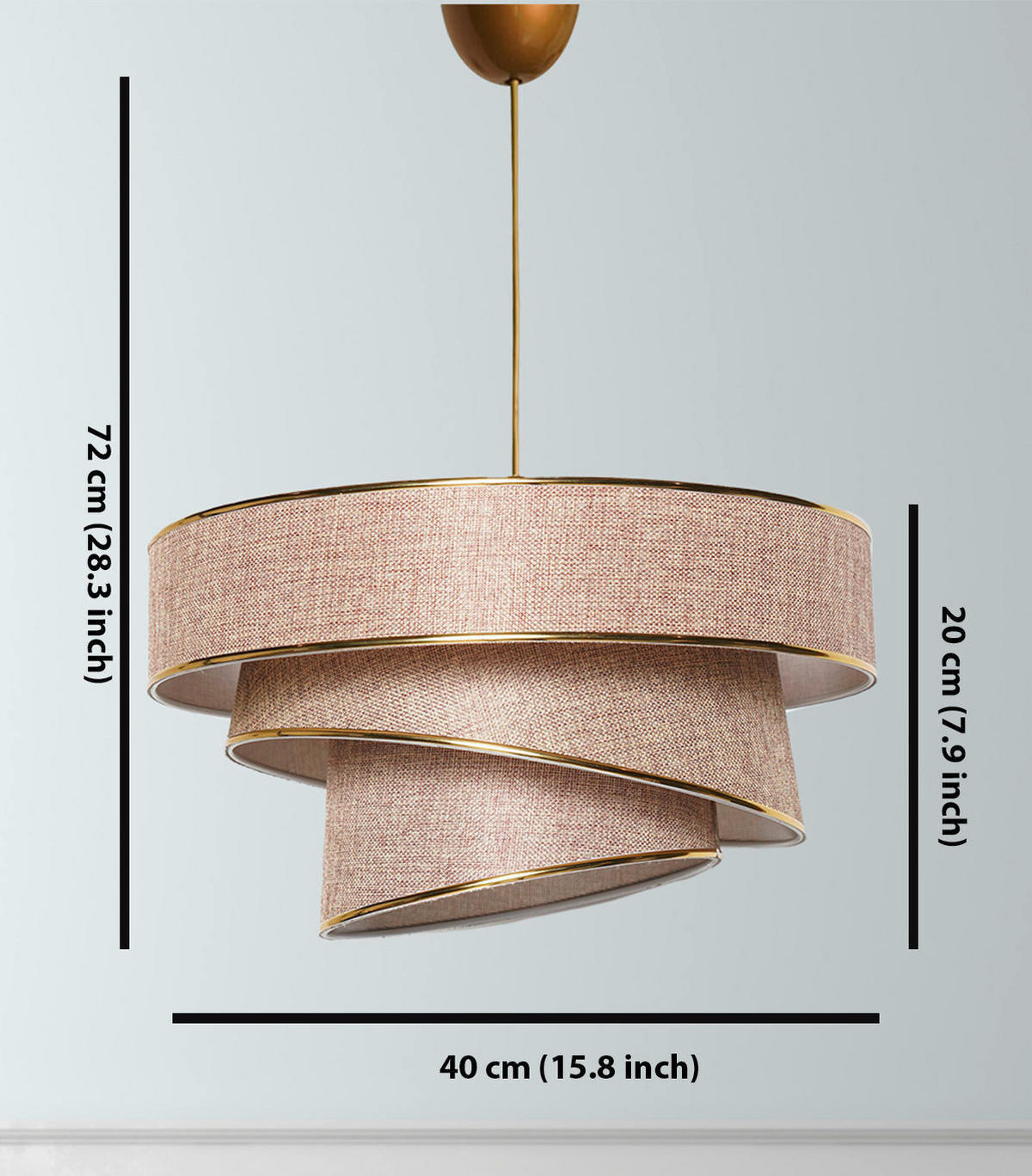 HÄNGELEUCHTE 40/72 cm   - Beige/Goldfarben, KONVENTIONELL, Kunststoff/Textil (40/72cm) - P & B