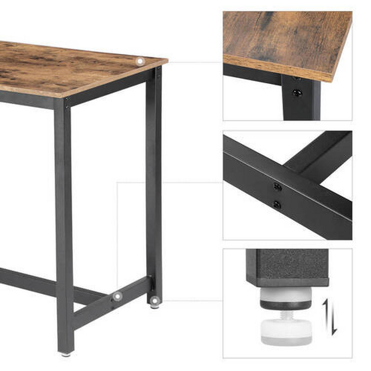 BAROVÝ STŮL, hnědá, černá, 120/60/90 cm - černá/hnědá, Natur, kov/kompozitní dřevo (120/60/90cm) - Boxxx