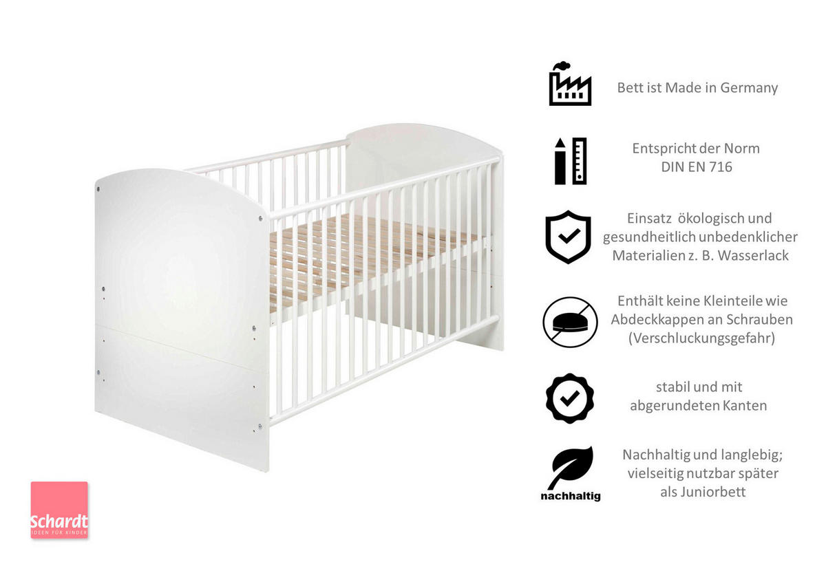 GITTERBETT-KOMPLETTSET  - Weiß, Basics, Holz/Holzwerkstoff (124/65/77cm) - Schardt
