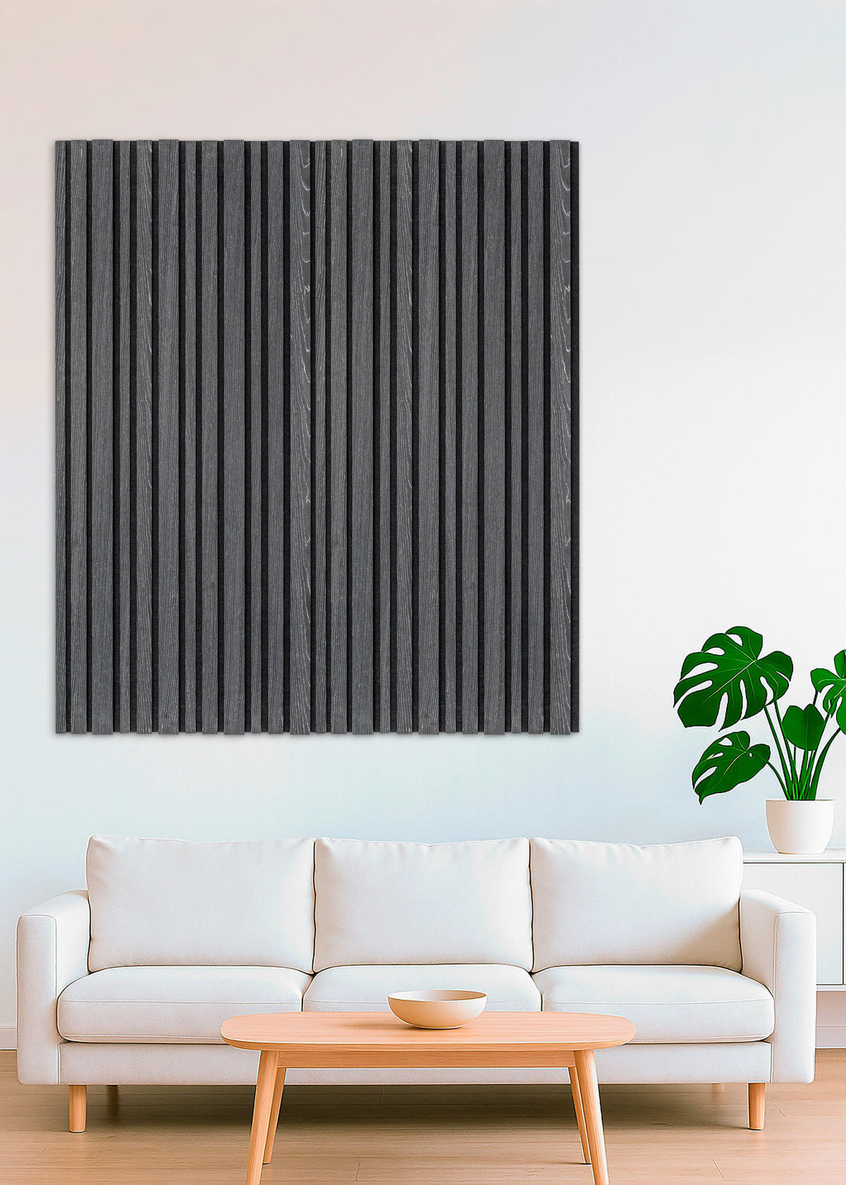 AKUSTIKPANEEL EICHE SCHWARZ 4-er Set  - Schwarz, MODERN, Holz (52/120cm)