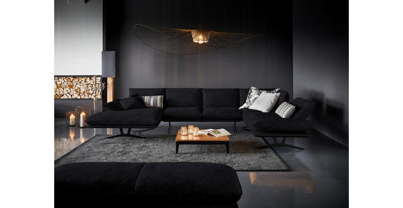 WOHNLANDSCHAFT in Echtleder Anthrazit - Anthrazit/Schwarz, Natur, Leder/Metall (155/359/217cm) - Dieter Knoll