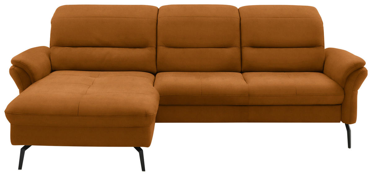 ECKSOFA in Flachgewebe Currygelb  181/260 cm  - Currygelb/Schwarz, KONVENTIONELL, Textil/Metall (181/260cm) - Beldomo Speed