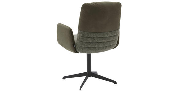 ARMLEHNSTUHL in Stahl Flachgewebe Echtleder pigmentiert - Dunkelgrün/Schwarz, Design, Leder/Textil (64/93/69cm) - Dieter Knoll