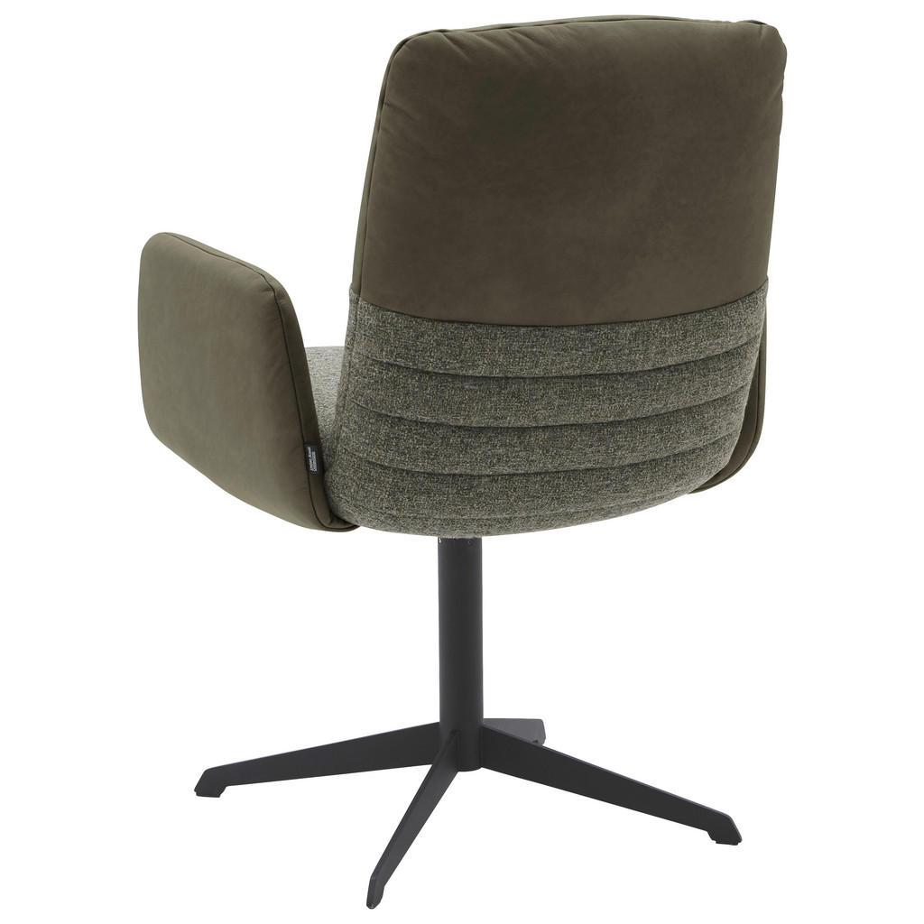 Thumbnail - Dieter Knoll Armlehnstuhl, Dunkelgrün, Metall, Textil, Leder, Echtleder, Longlife-Leder, Drehkreuz, 64x93x69 cm, Emas, D...