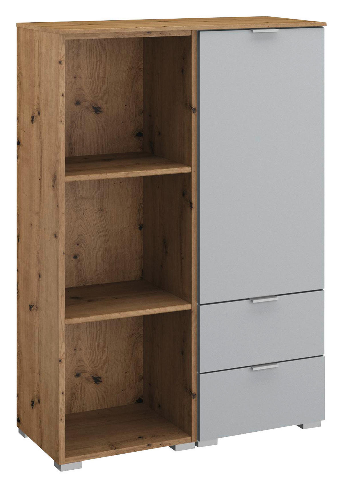 KOMMODE  in 80/119/42 cm  - Eichefarben/Alufarben, Trend, Holzwerkstoff/Kunststoff (80/119/42cm) - Stylife