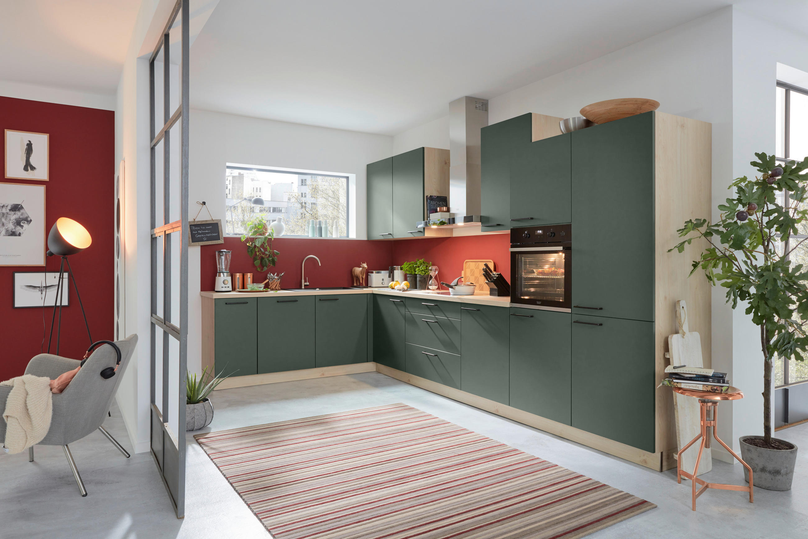 EINBAUKÜCHE MANHATTAN UNI  - Grün, Design, Holzwerkstoff - Nolte Küchen