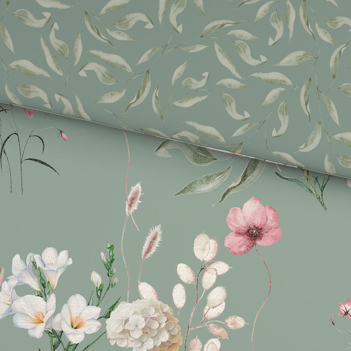 WENDEBETTWÄSCHE 2-teilig Flanell 140/200 cm  - Grün, KONVENTIONELL, Textil (140/200cm) - Esposa