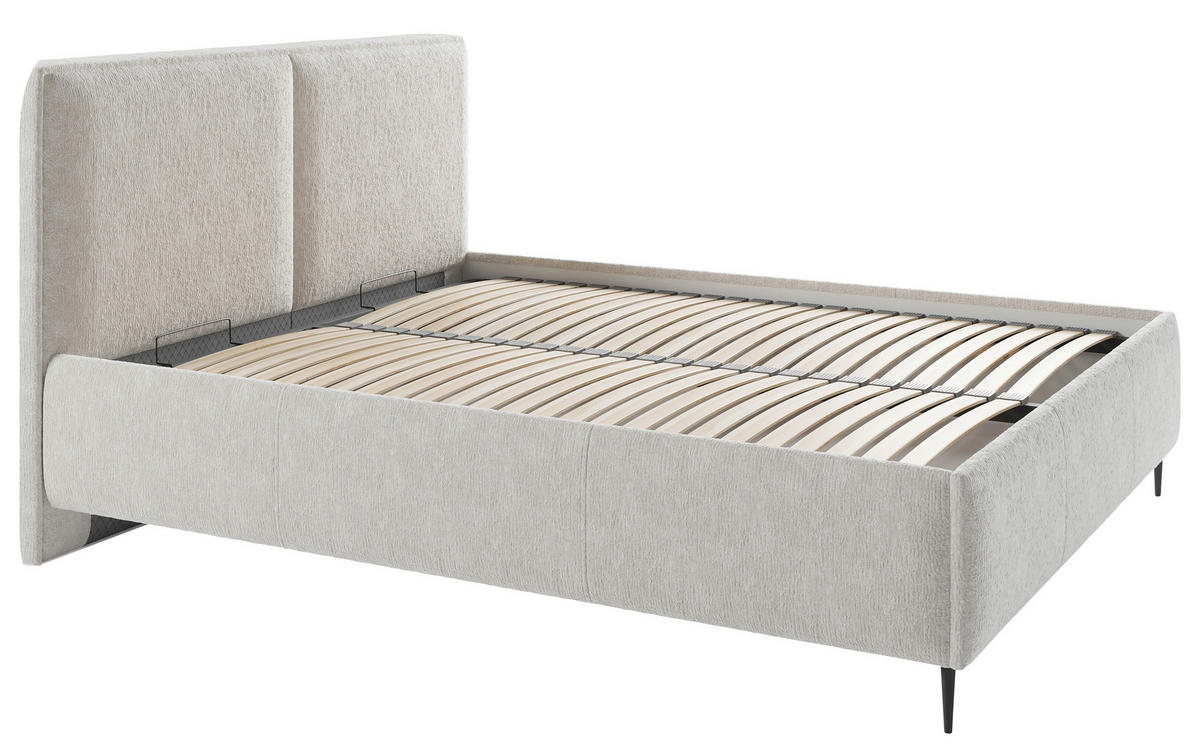 POLSTERBETT 140/200 cm  in Beige  - Beige/Schwarz, MODERN, Holz/Textil (140/200cm) - MID.YOU