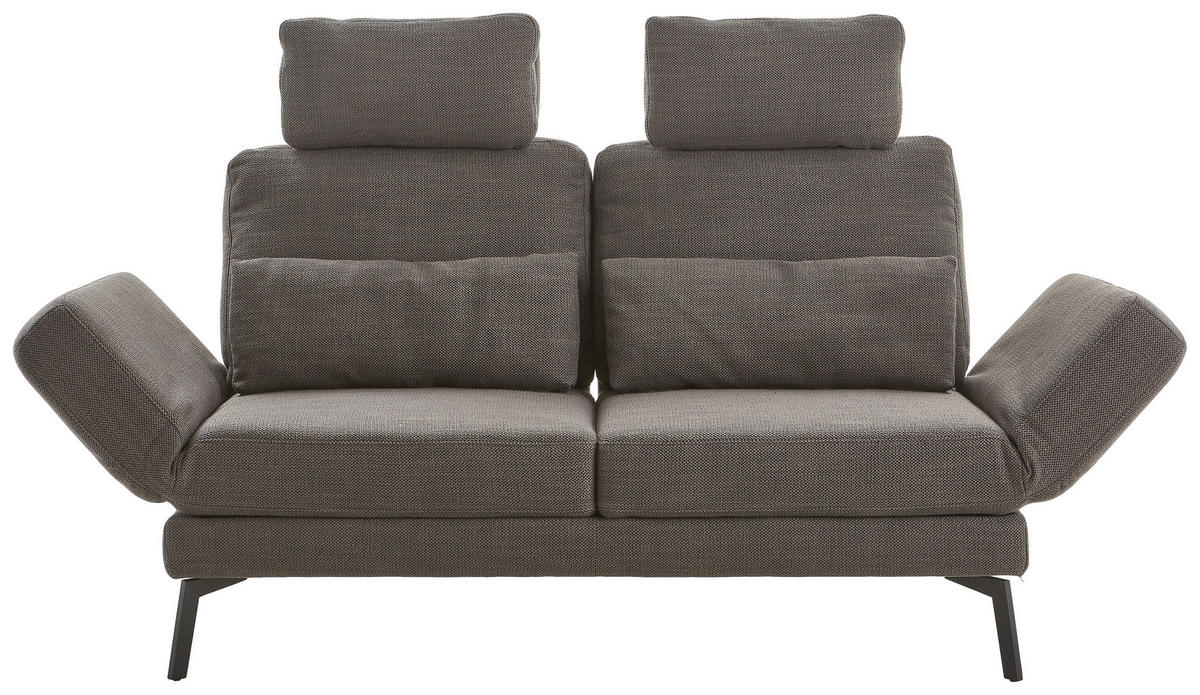 2-SITZER-SOFA Flachgewebe Schwarz  - Schwarz, KONVENTIONELL, Textil/Metall (170-218/87/93-141cm) - Hom`in
