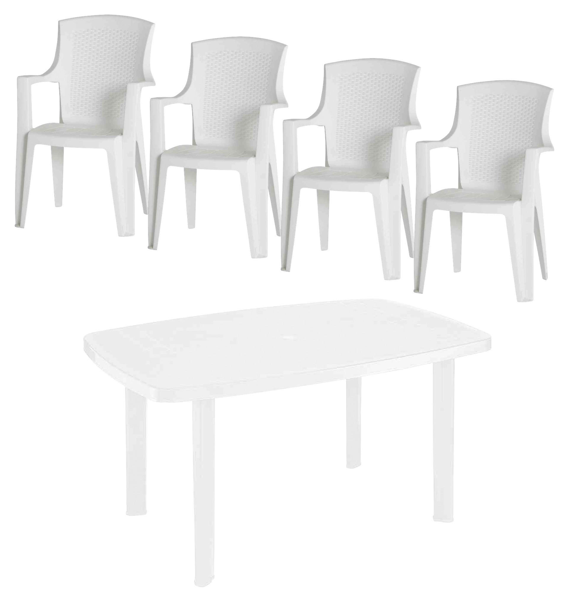 GARTENSET 5-teilig 5-teilig  - Weiß, KONVENTIONELL, Kunststoff (140/90/72cm) - Gardenson