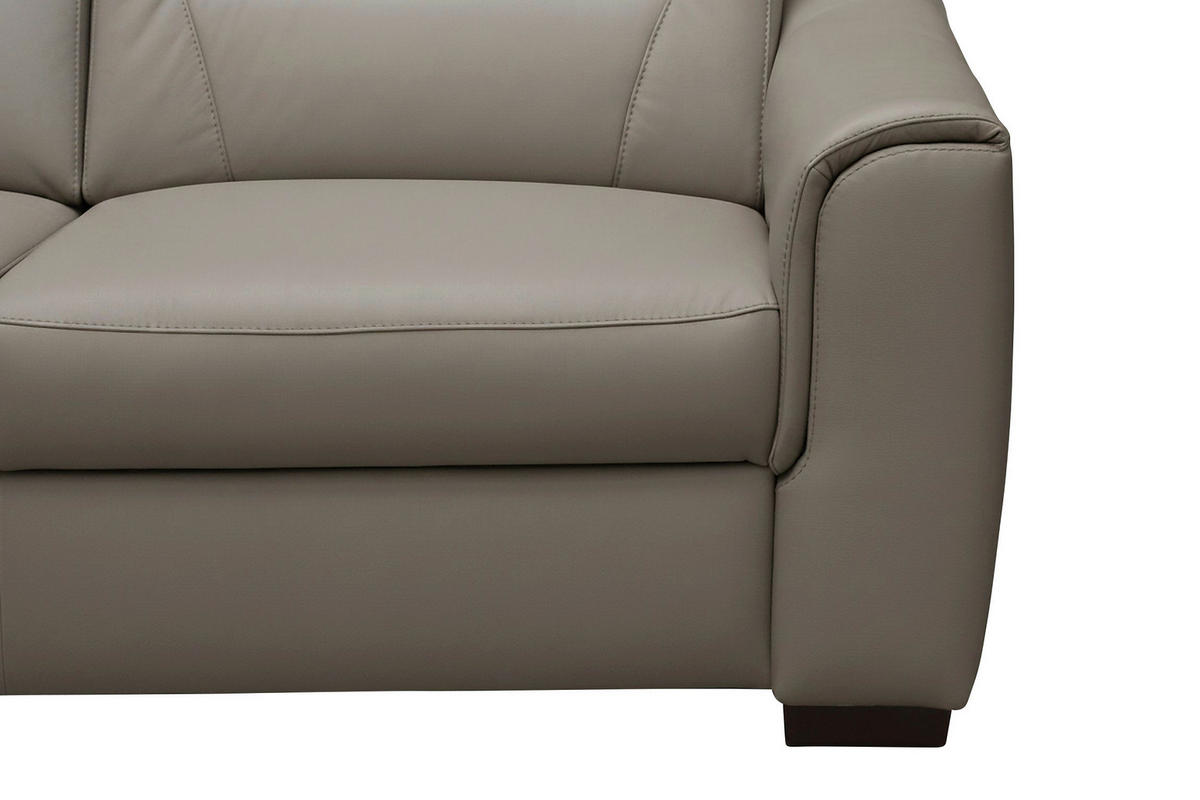 ECKSOFA Schlammfarben Echtleder Lederlook Schlaffunktion, Rücken echt, Relaxfunktion, Kopfteilverstellung  - Wengefarben/Schlammfarben, Design, Leder/Holz (260/260cm) - Celina Home