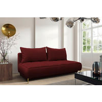 SCHLAFSOFA in Velours Bordeaux  - Bordeaux/Goldfarben, Design, Textil/Metall (200/90/97cm) - MID.YOU