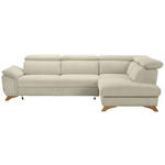 ECKSOFA MERCURY Creme Flachgewebe  - Eichefarben/Creme, MODERN, Holz/Textil (287/212cm) - Valnatura