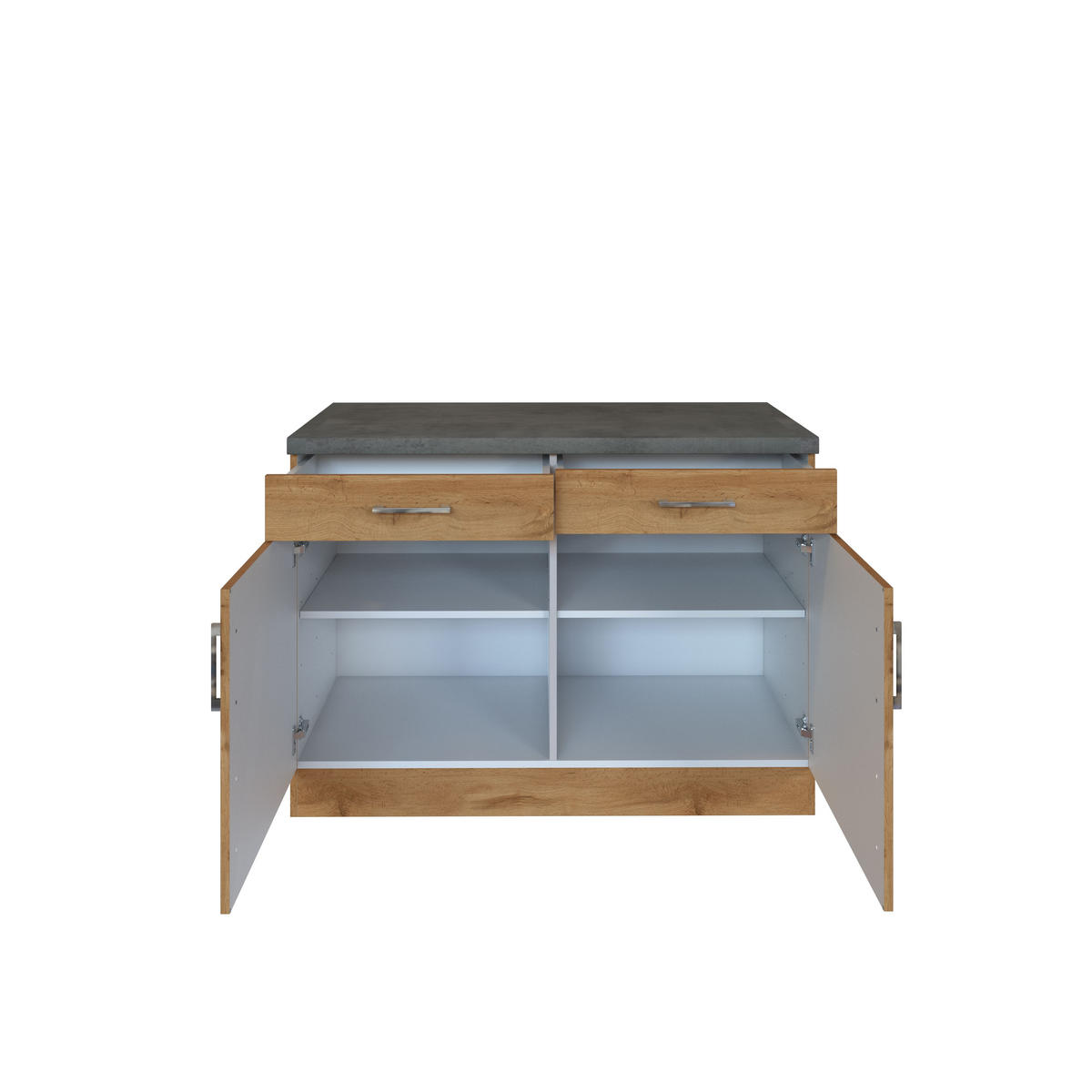 KÜCHENUNTERSCHRANK 100/85/60 cm  in Eichefarben  - Chromfarben/Eichefarben, MODERN, Holzwerkstoff/Metall (100/85/60cm) - Held