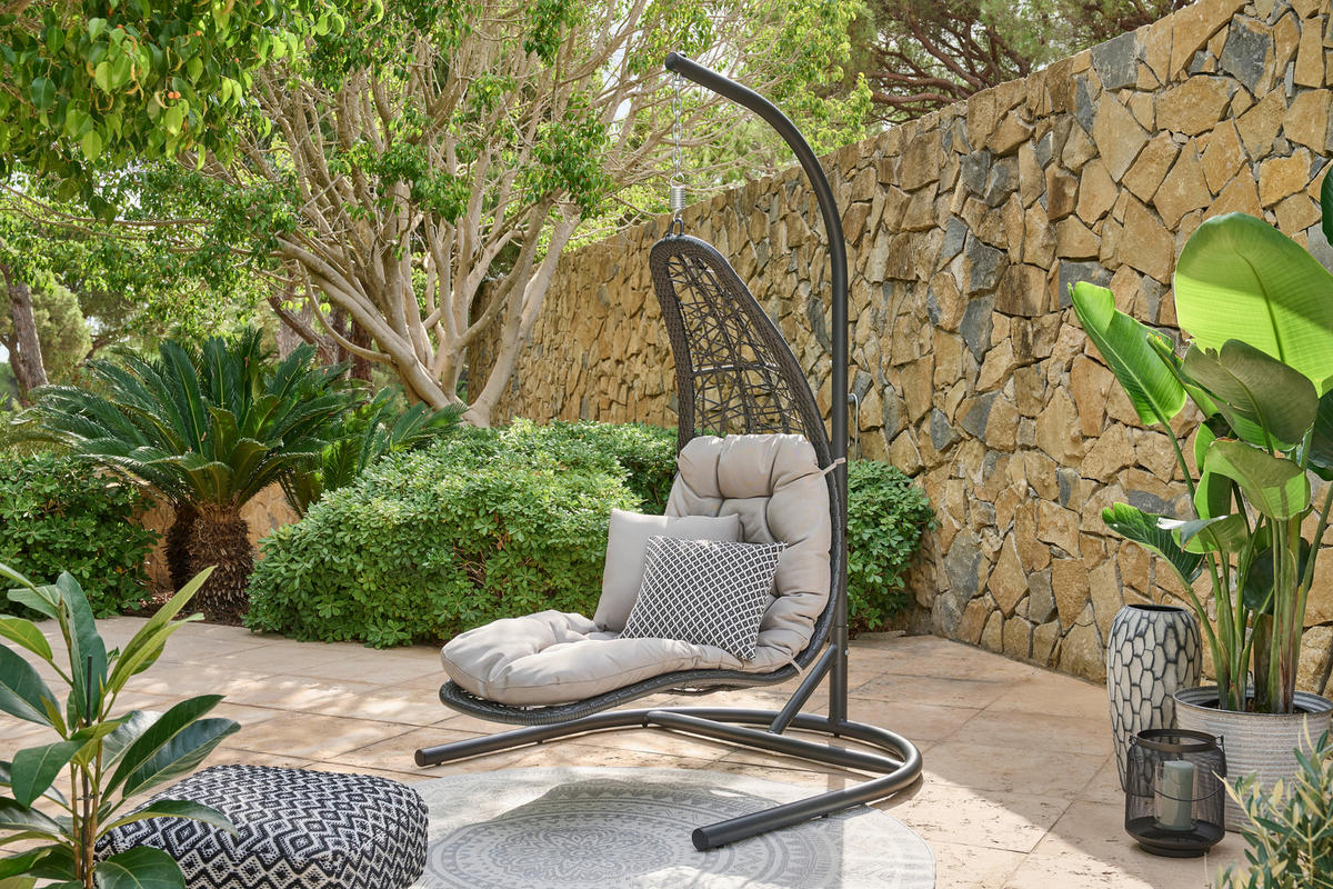 HÄNGESESSEL 119/193/119 cm  - Anthrazit/Beige, Design, Kunststoff/Textil (119/193/119cm) - Ambia Garden
