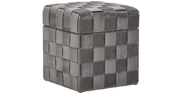 HOCKER Samt Grau - Schwarz/Grau, Trend, Textil (40/43/40cm) - Xora